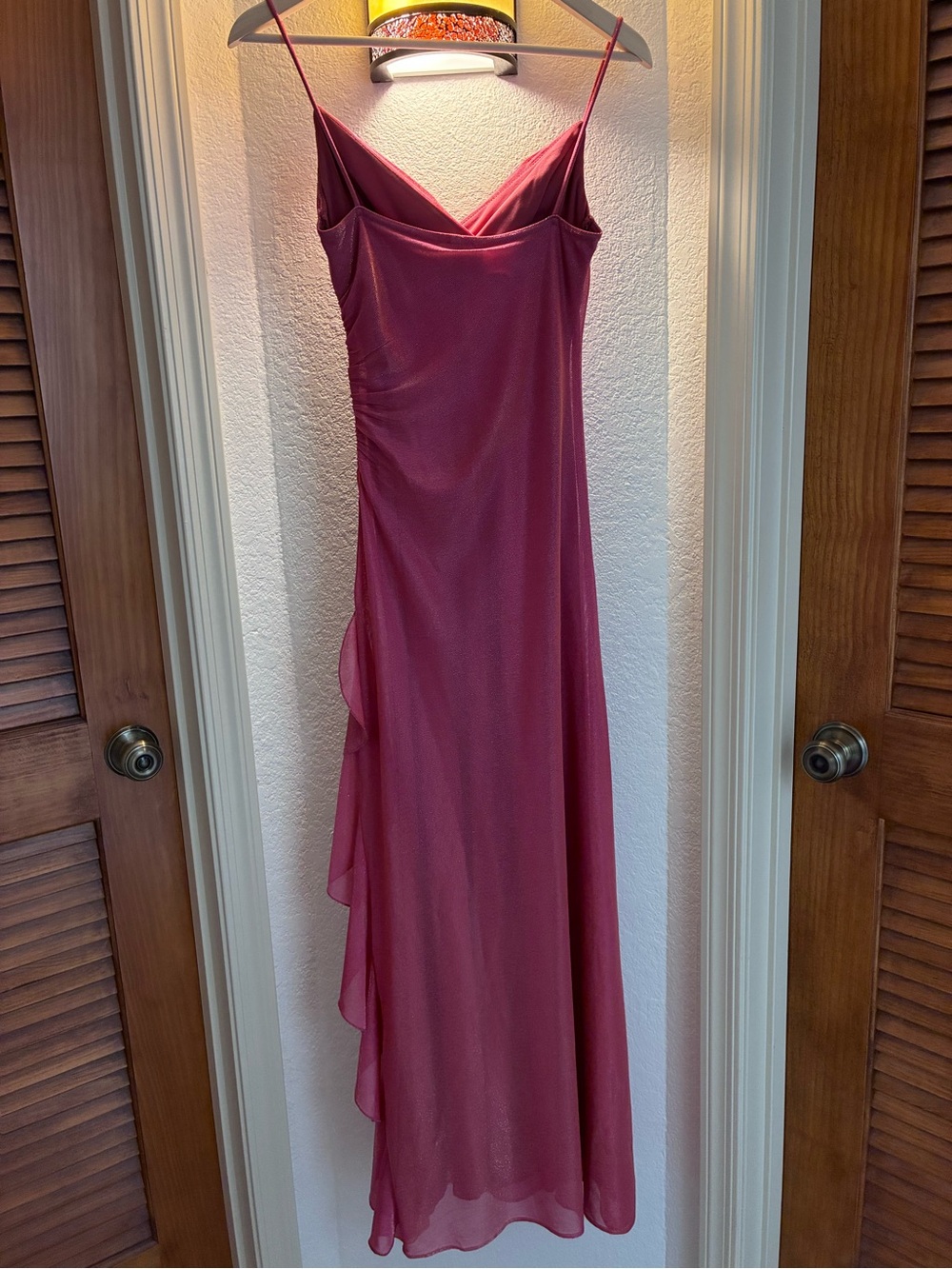 City Triangles Raspberry Spaghetti-Strap Ruffle Gown - Picture 3 of 6